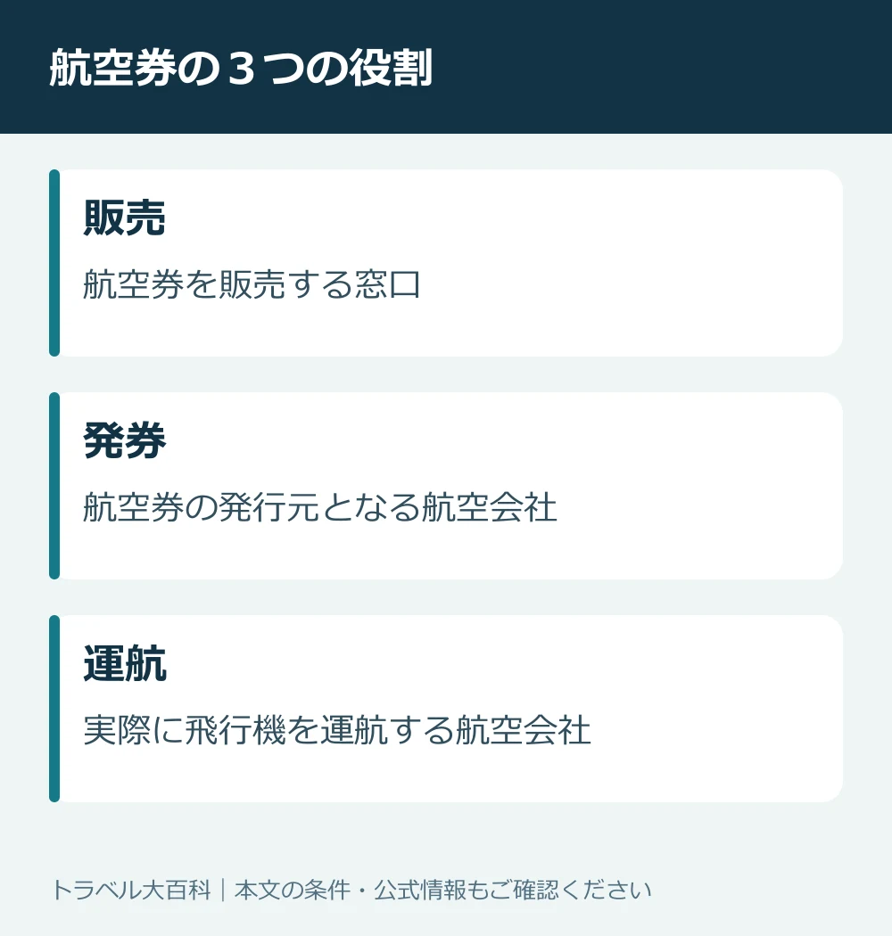 航空券の販売窓口・発券元・運航会社の3つの役割